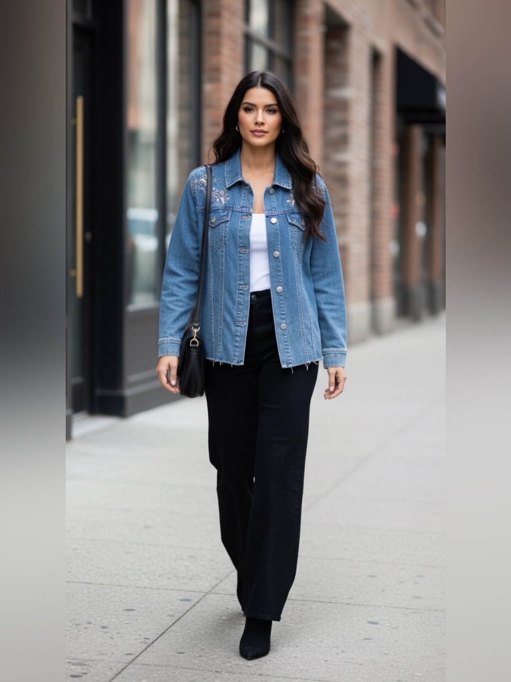 (#61) Vintage SIMON CHANG Embellished Blue Denim Jacket